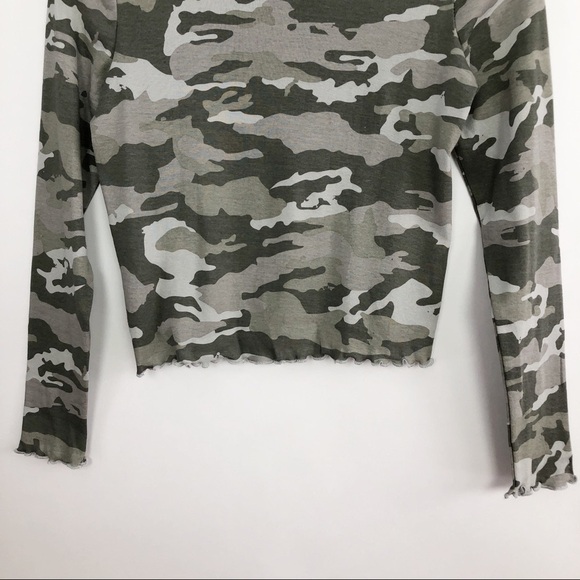Anthropologie Camo Cropped Tee Long Sleeve Top XS - Picture 7 of 11